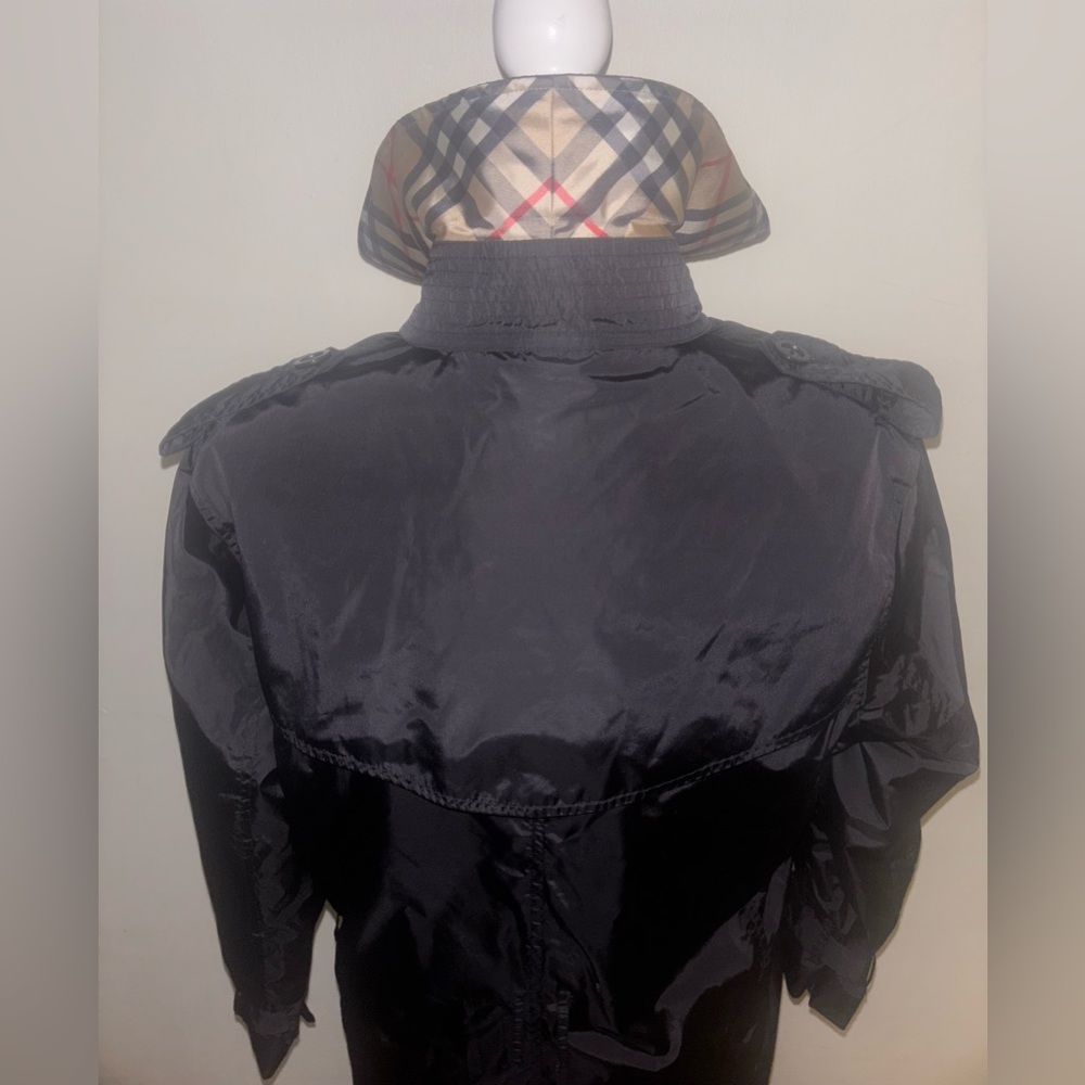 Burberry London Black Double-Breasted Women's Trench Coat 10 Black Missing Belt - Picture 7 of 16